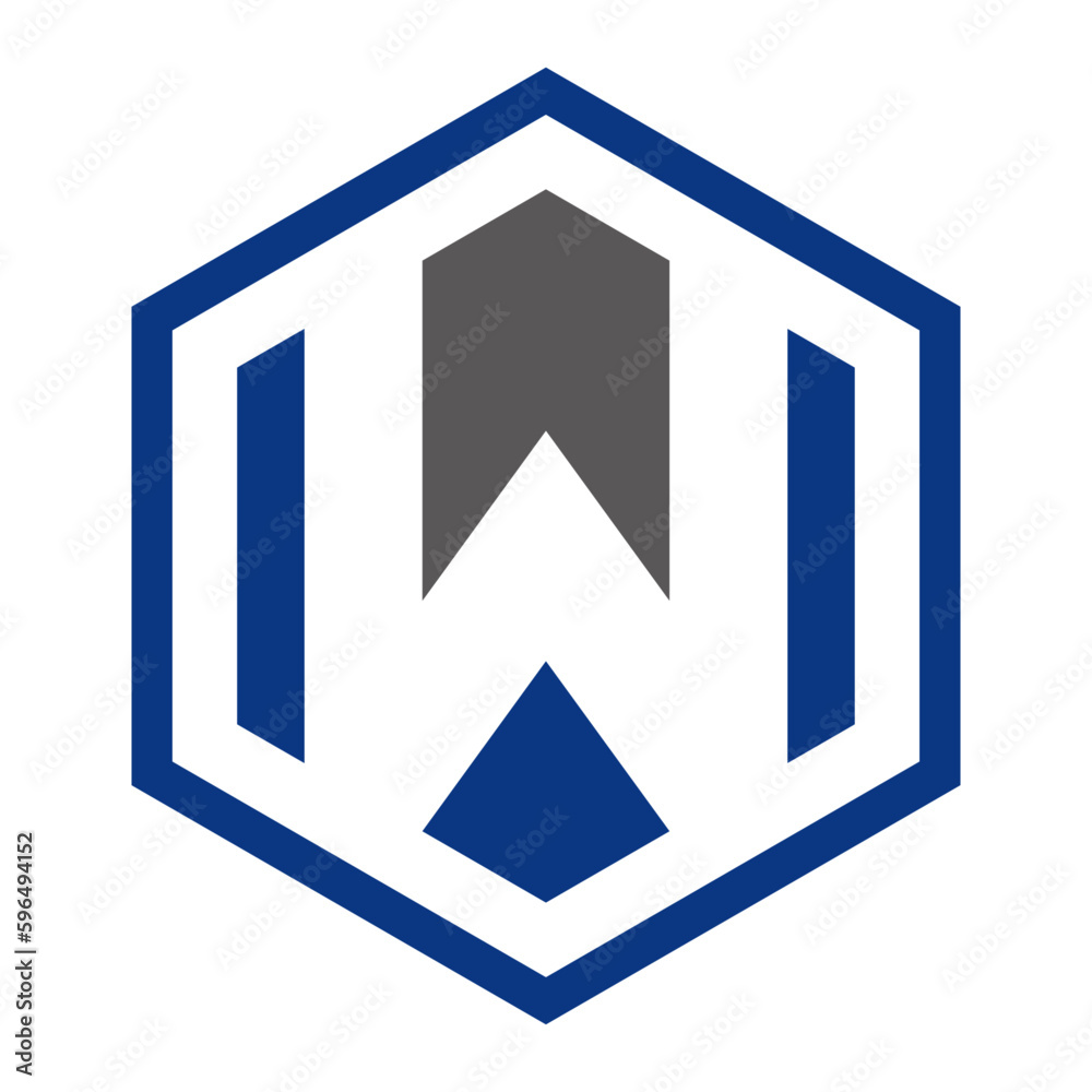 W hexagon logo icon template 1