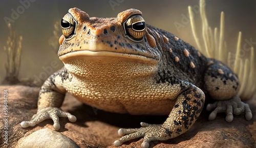 South American Common Toad (Rhinella margaritifera), also known as the Mitred Toad. Generative AI photo