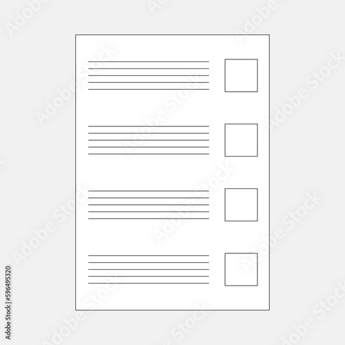 Ballot or questionnaire for voting or testing