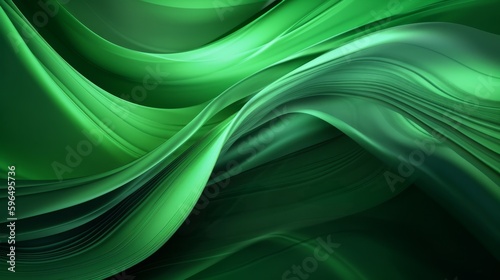 Abstract green waves background, generative ai