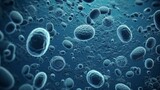Blue Bacteria Cells Microscopic Size Illustration. Generative ai