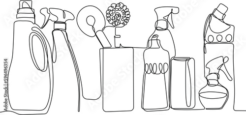 Home cleaning service landing page design concept, illustration of janitors with cleaning tools. Vector illustration