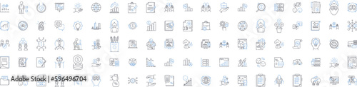 Asset Management line icons collection. Inventory, Capital, Portfolio, Tracking, Preservation, Optimization, Valuation vector and linear illustration. Allocation,Monitoring,Risk outline Generative AI