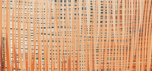 An abstract pattern of crossed brown-orange lines, reminiscent of weaving a vine. Composition in the form of an arbitrary two-color pattern. Vector illustration, EPS 10. Copy space.