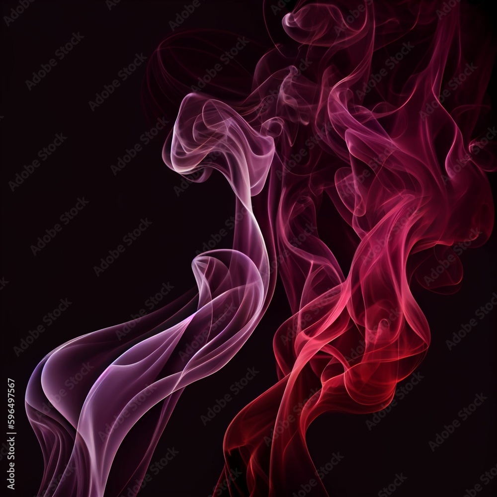 Obraz premium Maroon splash smoke wave on black background. Generative AI.