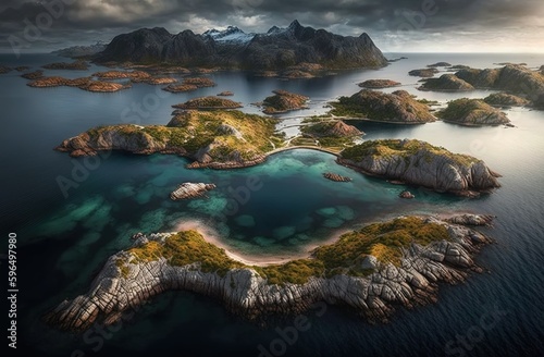 Haugesund, on the west coast of Norway, is home to the rovaer archipelago. Generative AI photo