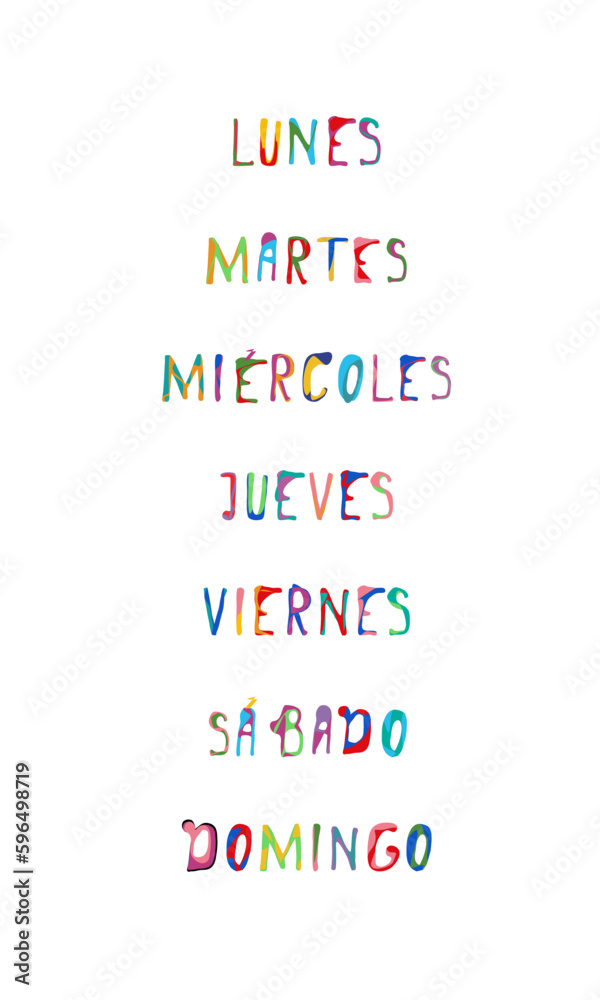 Semana, Español, dias de la semana, calendario, 2024, vector Semana, Español, dias de la semana, calendario, 2024, vector