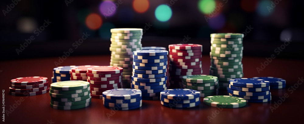 poker, chips casino background blurry  Generative AI