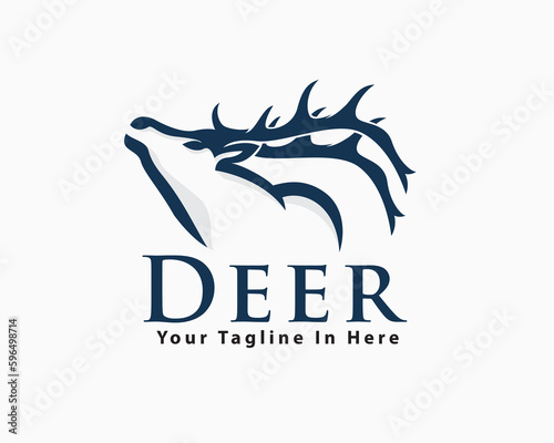 elk deer look up drawn art logo template illustration inspiration