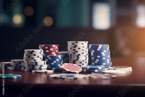 poker, chips casino background blurry Generative AI
