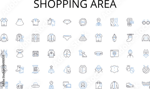 Shopping area line icons collection. Gratification, Indulgence, Enjoyment, Sensation, Thrill, Delight, Hedonism vector and linear illustration. Satisfaction,Ecstasy,Rapture outline signs Generative AI