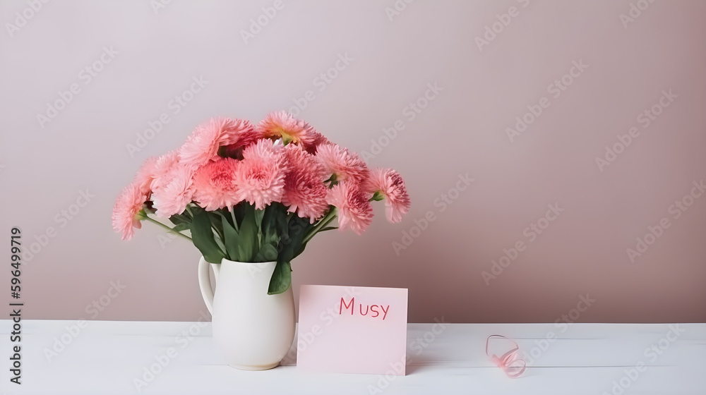 bouquet of tulips in a vase Mother's day mockup