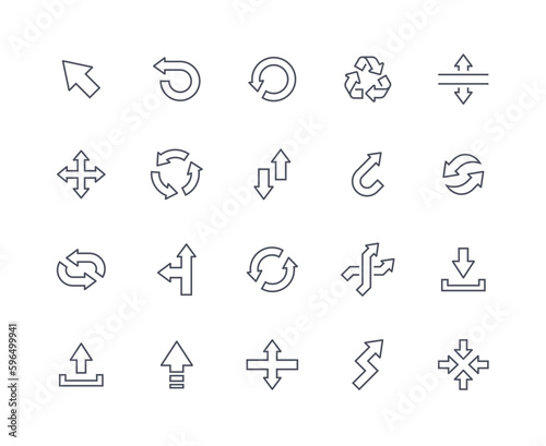 Interface arrows icons outline set