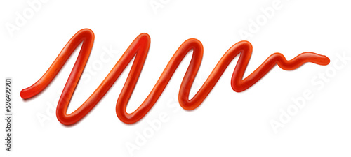 Tomato ketchup seasoning speckle stain texture. Isolated 3d vector lifelike zig-zag line of catsup condiment spill for cuisine cooking. Salsa bbq messy drizzle or spread
