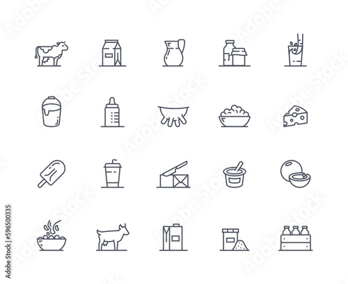 Milk icons outline set