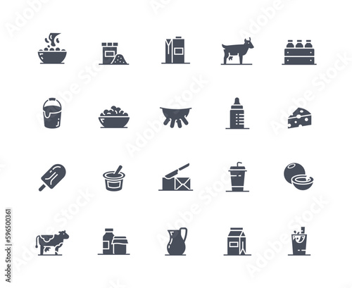 Milk icons black set