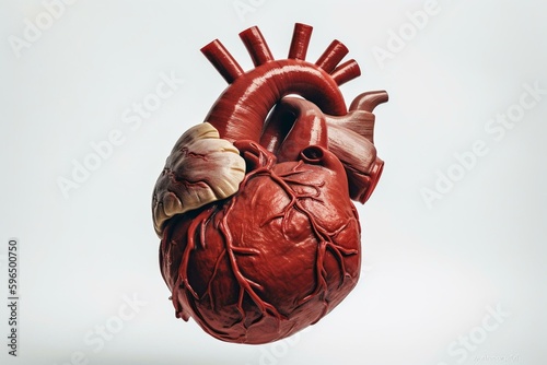 Realistic isolated image of a human heart on white background. Generative AI