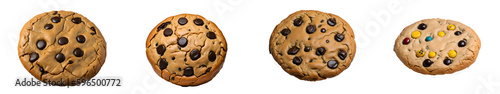 Fotografia Delicious Set of Chocolate Chip Cookies on Transparent Background PNG for Your N