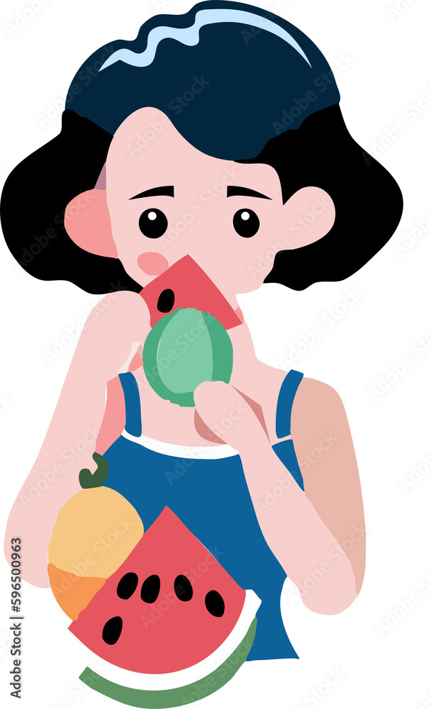 People is eating summer fruit png graphic clipart design