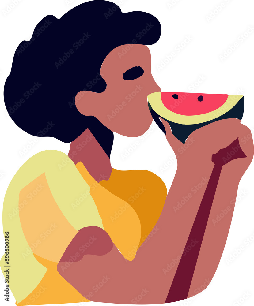 People is eating summer fruit png graphic clipart design Stock