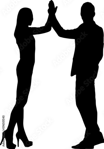 silhouette of people shaking hands