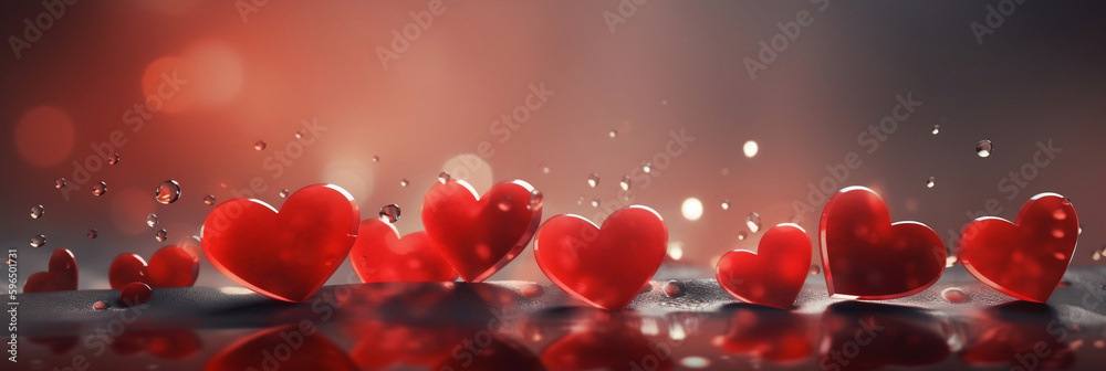 Red Hearts love, light background, Background, Generative AI Red Hearts love, light background, Background, Generative AI