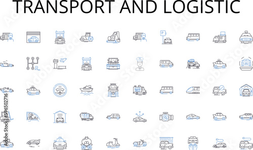 Transport and logistic line icons collection. Bartering, Exchange, Collaboration, Partnership, Swapping, Co-working, Community vector and linear illustration. Generative AI