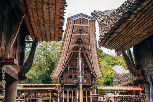 traditional houses of tana toraja in londa village, indonesia photo