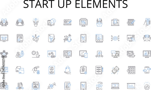 Start up elements line icons collection. Restaurant, Cafe, Bistro, Diner, Eatery, Brasserie, Gastropub vector and linear illustration. Tavern,Cantina,Trattoria outline signs set Generative AI