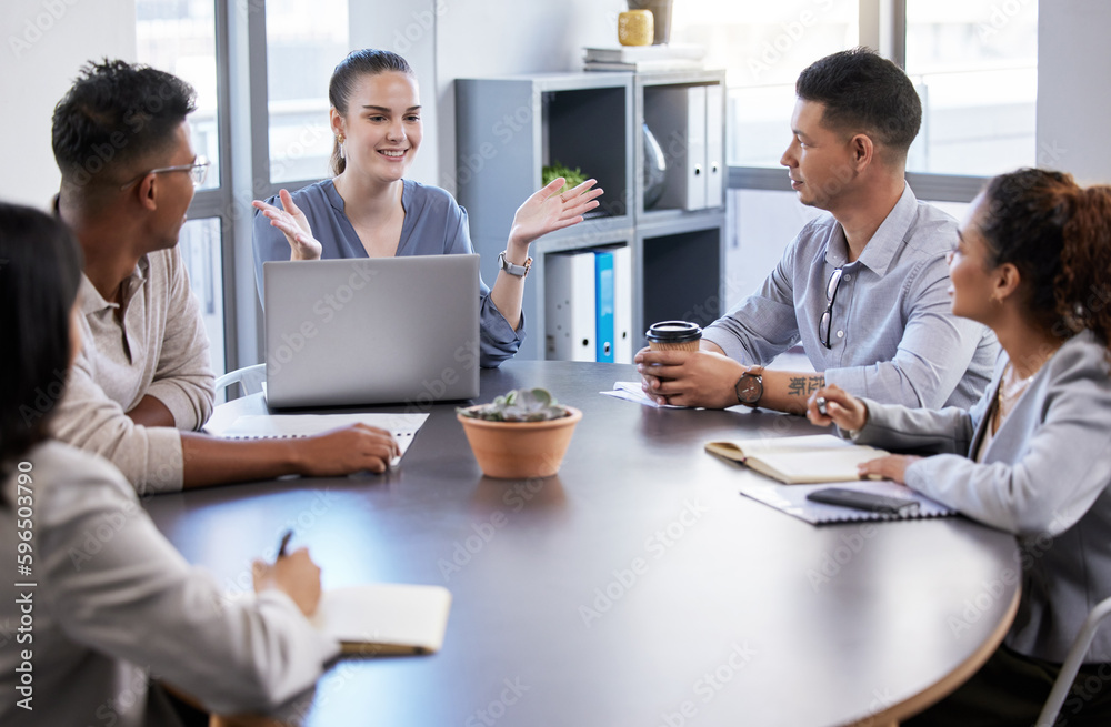 Excited to start our new project. Shot of a group of businesspeople having a meeting in a modern office.