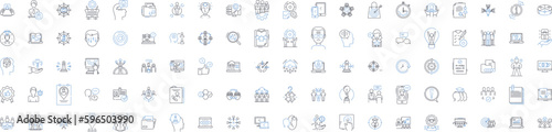 Trade connections line icons collection. Commerce, Exchange, Bartering, Transactions, Importing, Exporting, Relationships vector and linear illustration. Generative AI
