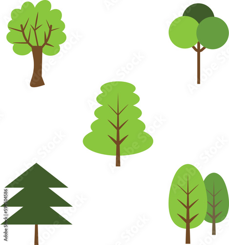 Collection of tree illustrations. They can be used to illustrate any nature or healthy lifestyle theme professionally designed on a white background