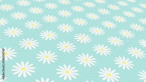 animation of Flower vintage White with blue background Vector Loop.