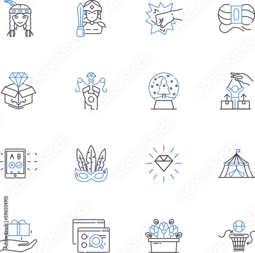 Activities line icons collection. Dancing, Hiking, Camping, Painting, Swimming, Fishing, Writing vector and linear illustration. Cooking,Running,Gaming outline signs set Generative AI