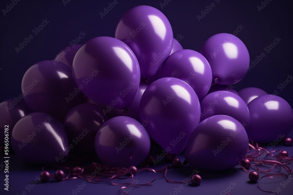 Purple 3D balloons. Generative AI
