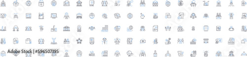 International trade line icons collection. Exports, Imports, Tariffs, Customs, Duties, Globalization, Free trade vector and linear illustration. Protectionism,Balance,Quotas outline Generative AI