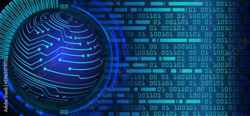 world binary circuit board future technology, blue hud cyber security concept background