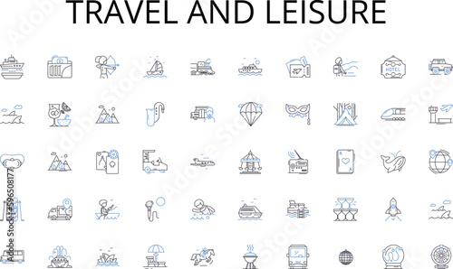 Travel and leisure line icons collection. Protection, Coverage, Policy, Risk, Premium, Deductible, Liability vector and linear illustration. Auto,Health,Home outline signs set Generative AI