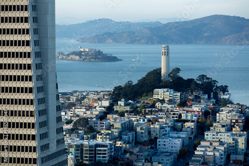 Telegraph Hill view towards Coit Tower in San Francisco