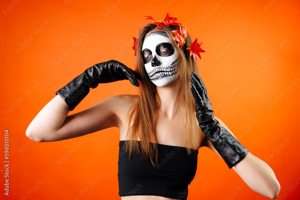 Photo of pretty charming young lady empty space prepare folklore altar sacrifice for god of death wear black dress death carnival. Photo of pretty charming young lady empty space prepare folklore altar sacrifice for god of death wear black dress death carnival.