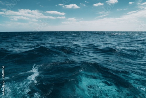 A stunning backdrop of blue ocean. Generative AI © Olivia