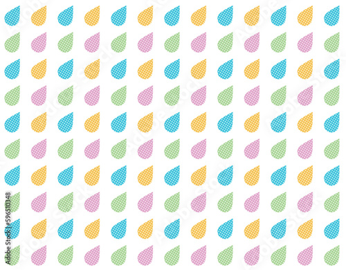 カラフルなドット柄のしずくのパターン背景斜め