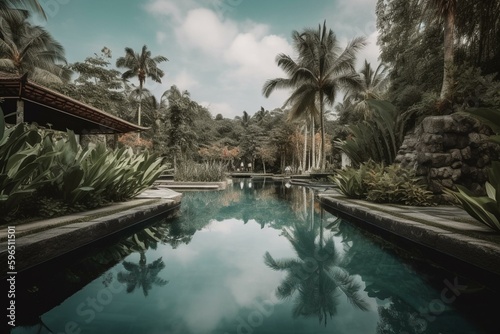 Pool in Bali. Generative AI