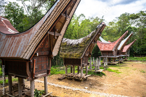 traditional houses of tana toraja in londa village, indonesia