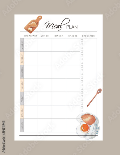 meal planner. Plan you food day easily. Vector illustration.