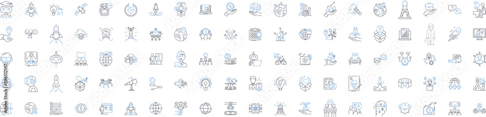 Creativity art line icons collection. Imagination, Expression, Inspiration, Innovation, Technique, Individuality, Ingenuity vector and linear illustration. Perspective,Vision,Originality Generative AI
