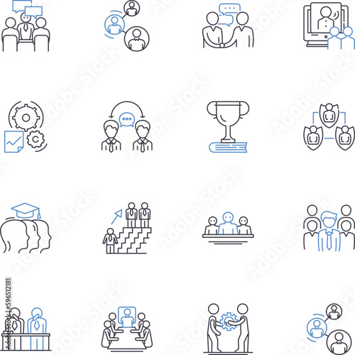 Disciples line icons collection. Faithful, Devoted, Follower, Believer, Apostle, Missionary, Witness vector and linear illustration. Committed,Reverent,Zealous outline signs set Generative AI