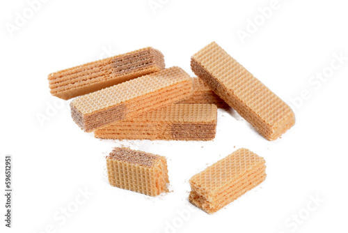 wafer filled with chocolate biscuit sweet junk food isolated on white background with space for text