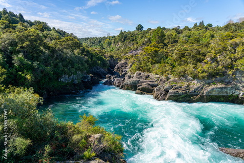 Waikato River rapids at Aratiatia, Taupo New Zealand.