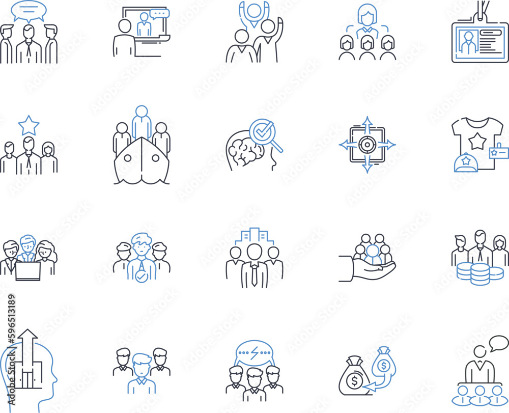 Unified front line icons collection. Collaboration, Solidarity, Alliance, Unity, Harmony, Coalescence, Partnership vector and linear illustration. Teamwork,Integration,Cohesion outline Generative AI